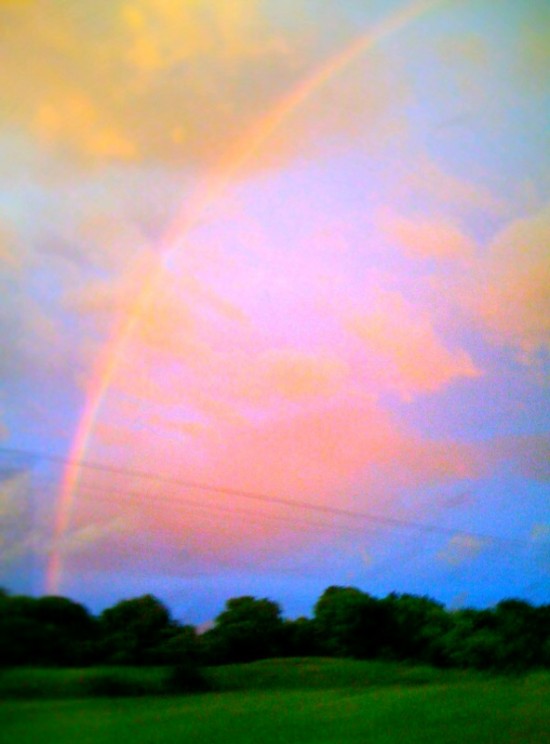 Rainbow at sunset from the car