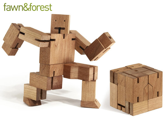 David Weeks Wooden Robot Action Figure Puzzle Toy