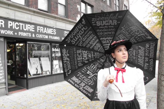 Leen Sadder Spoonful of Sugar Design Umbrella Mary Poppins Street Performance