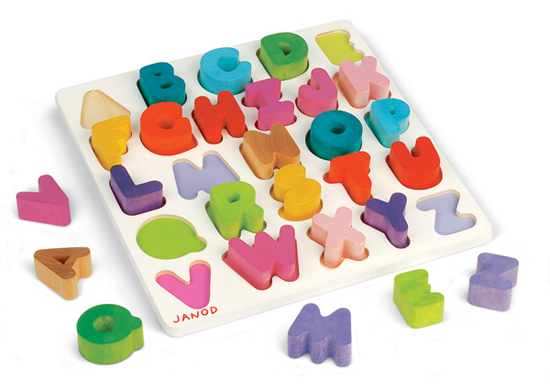 Janod Modern Wooden Chunky Alphabet Puzzle for Kids