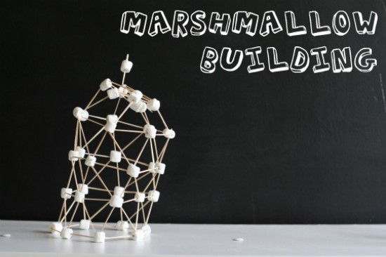 Marhsmallow Building Forts with toothpicks or pretzels - DIY Craft ideas for kids