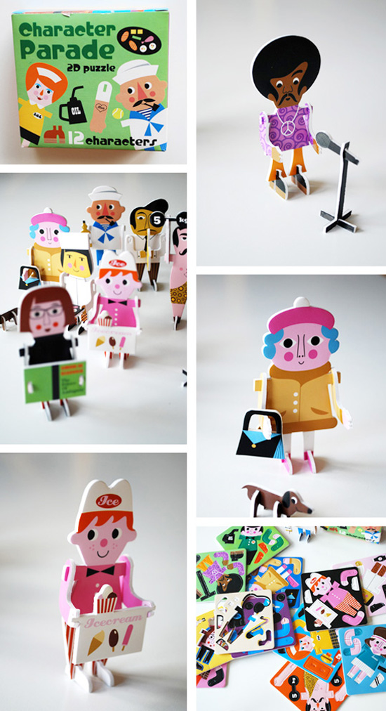 Ingela P. Arrhenius retro children's kids design illustration 2D Pop Up Puzzle Art Toys