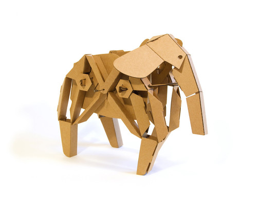 Kinetic Creatures Cardboard walking toy kits - Giraffe, Rhino, Elephant, Motor