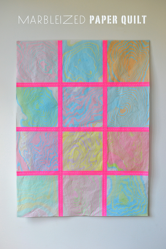 Post image for DIY: marbleized paper quilt