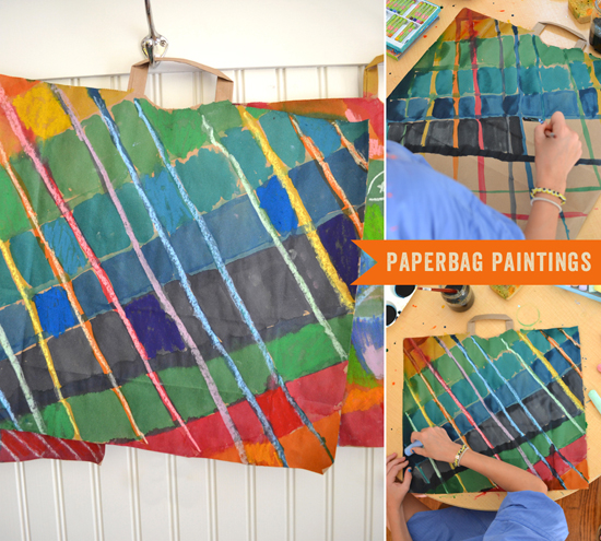 DIY Paper Bag Paintings for Kids Watercolor Fall Craft Mixed Media