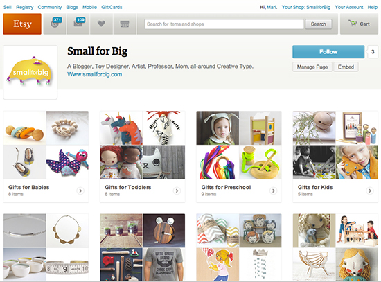 Etsy Curated Pages - Small for Big