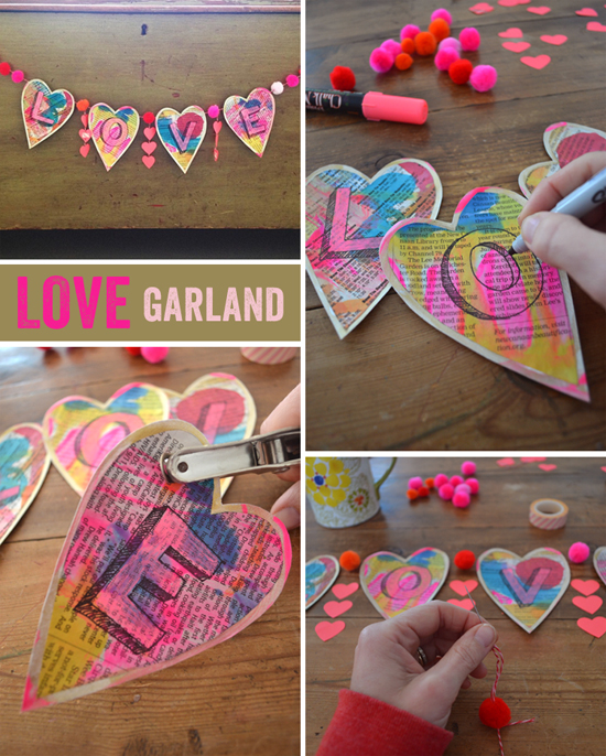 DIY love garland - Valentine's craft | small for big