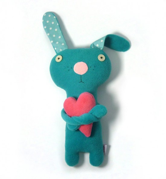 handmade stuffed animal toy - bunny with a heart on etsy - alelale