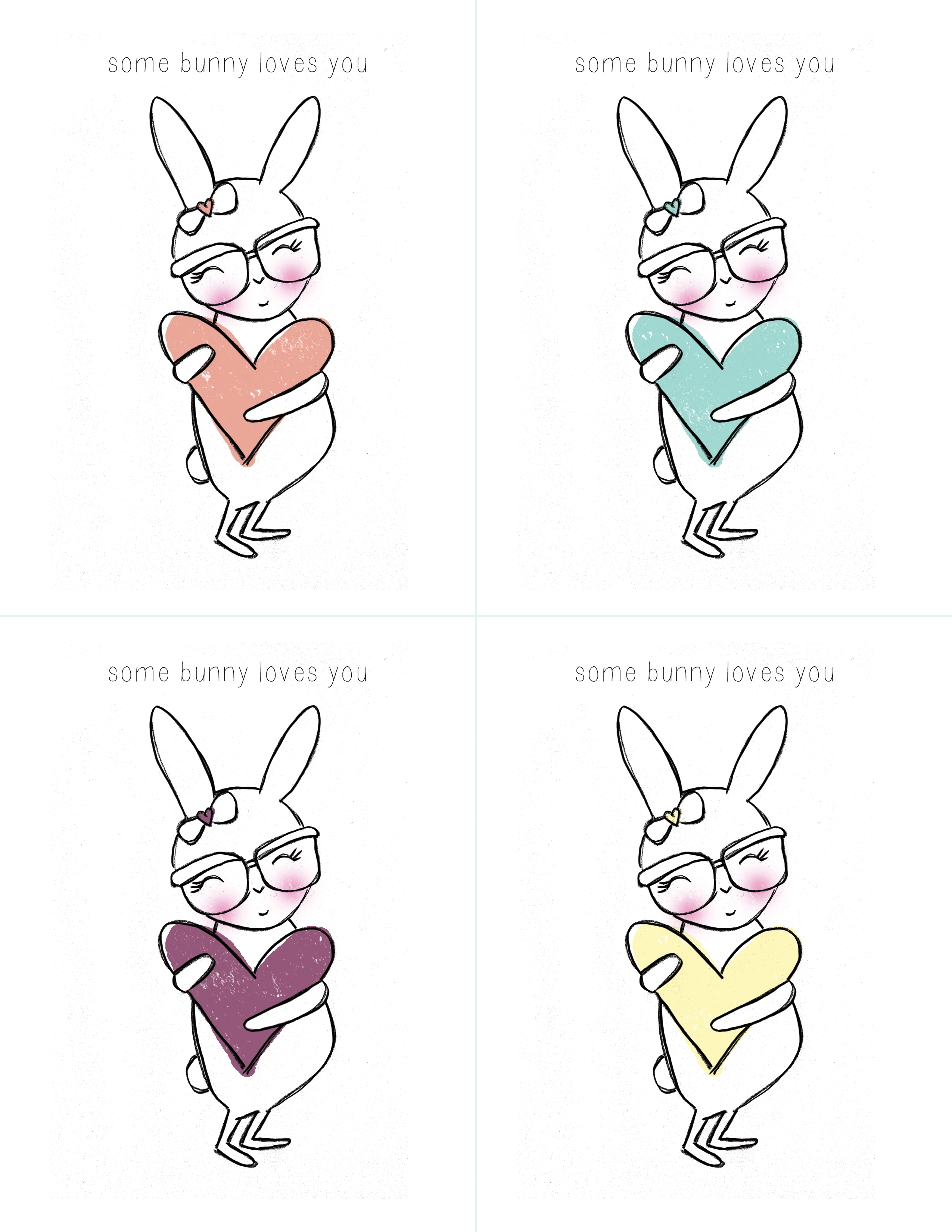 Free Bunny Valentine Card Printable