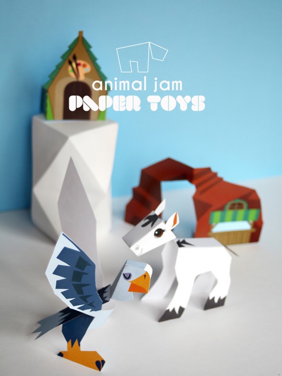 National Geographic Kids Animal jam Free printables - Coral Canyon, Eagle, and Horse DIY paper toys to make