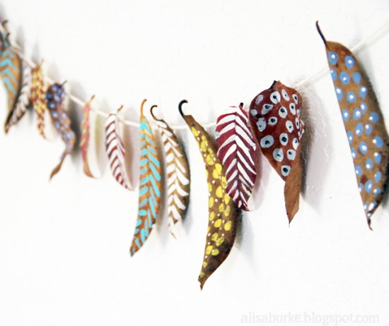 DIY Leaf Garland Craft - Paint Fall Leaves | Small for Big