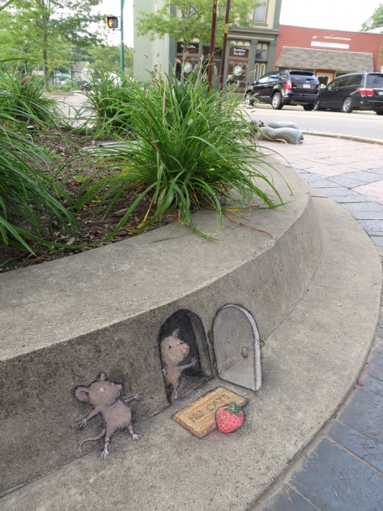 David Zinn sidewalk chalk illustrations - kid-friendly street art - children's art | Small for Big