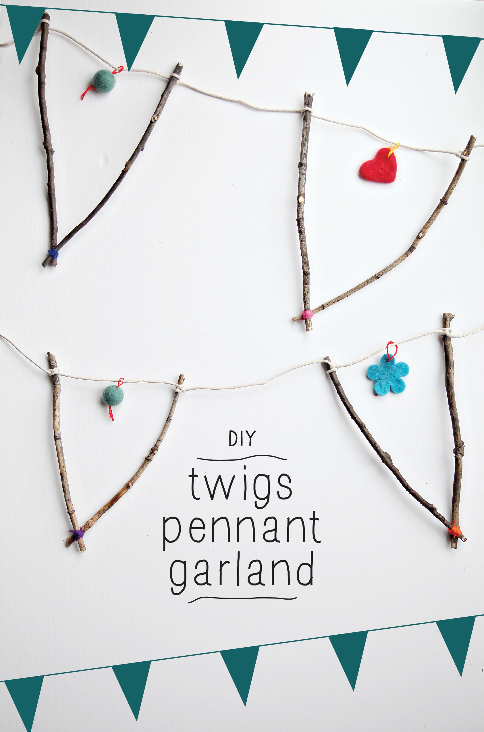 DIY Natural Twig Pennant Garland - Fall Garland Craft - Fall Garland with sticks | Small for Big