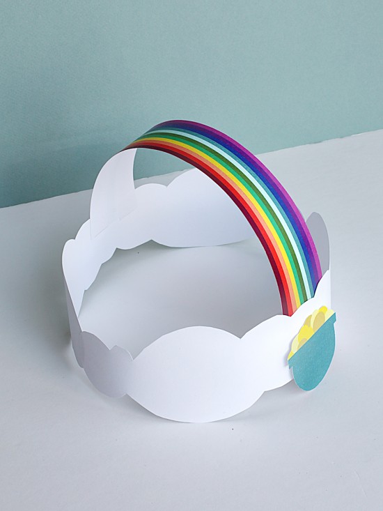 Rainbow Clouds Crown Hat - St. Patrick's Day Craft - DIY Printable for Kids | Small for Big