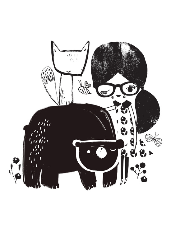 Girl and Bear Illustration - Art Prints for Kids - Society6 art | Small for Big