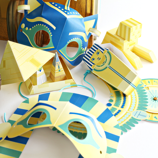 Egyptian Crafts for Kids - Egyptian Printable Paper Crafts with Cricut - DIY Egyptian Masks for Kids with King Tut | Small for Big