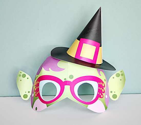 diy witch mask - halloween printable paper crafts - last minute halloween projects