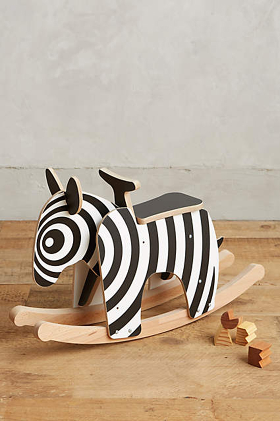 Rocking Zebra by Newmakers - Wooden Rocking Horse - Modern Rocker Toy for Toddlers | Small for Big