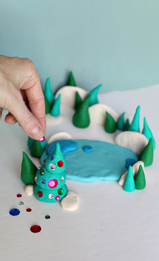 Play Doh claymation winter play scene diy for kids