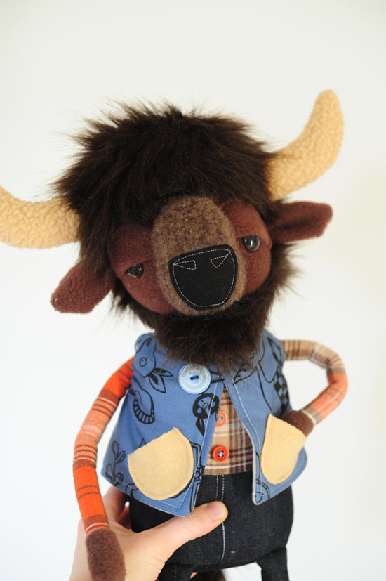 stuffed toy  animals - boolah baguette shop on etsy - modern handmade toys