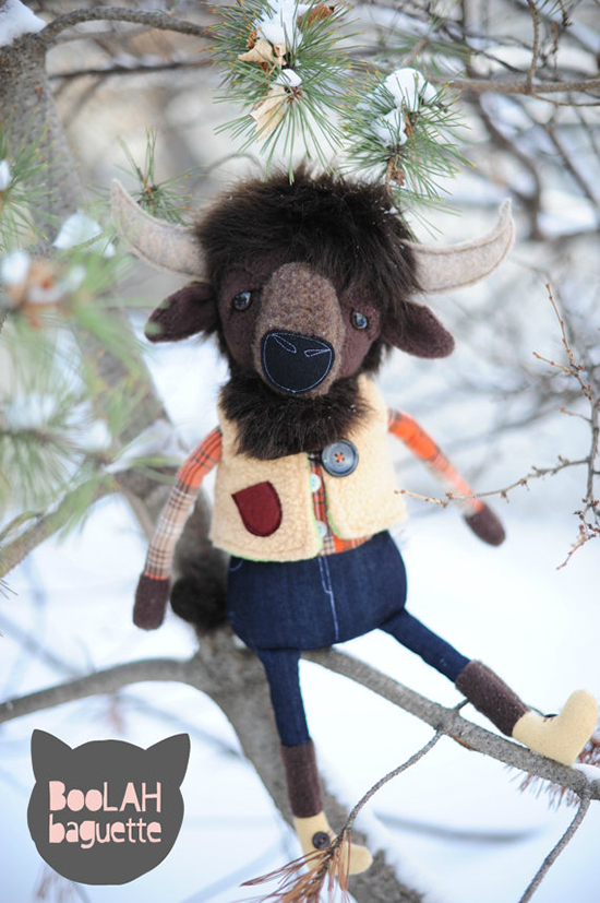 Boolah Baguette Shop on Etsy - Handmade Stuffed Bison - Modern Stuffed Animals | Small for Big
