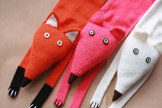 Handknit Fox Scarf - Animal Accessories for Kids - Handmade Scarf for Kids | Small for Big
