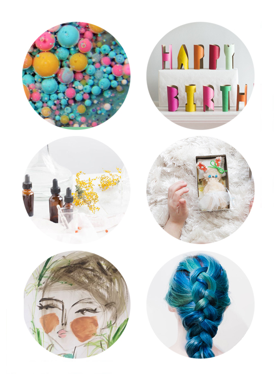 This week's top links include mixing colors video, DIY Birthday banner - essential oil room spray - diy matchbox doll - blue mermaid hair.