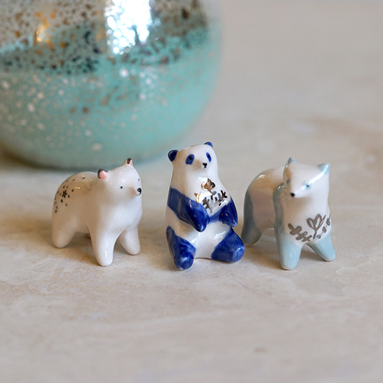 Small Wild ceramic and gold animal totems and necklaces