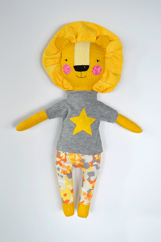 handmade stuffed toys from Rosey Rag Doll on Etsy - Lion, Tiger, Fox, Unicorn