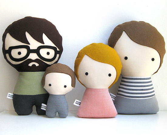 custom stuffed doll family portrait - handmade