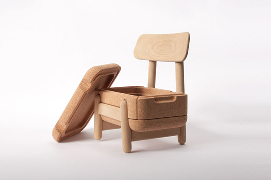 Oak Oak Chair with storage for kids