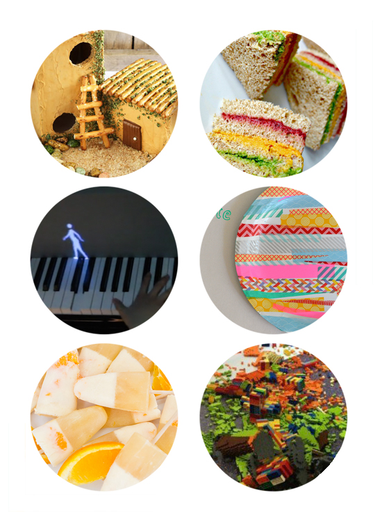 This week's top links include Fairy House DIY, Orange Popsicle Recipe, Rainbow sandwich recipe, piano video, washi tape art.