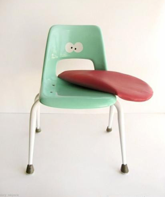 Children's chair with face and tongue