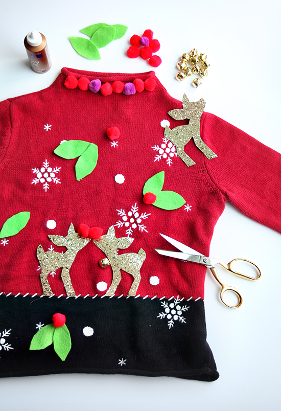 DIY how to make your own ugly christmas sweaters - mother-daughter sweaters - matching kid crafts