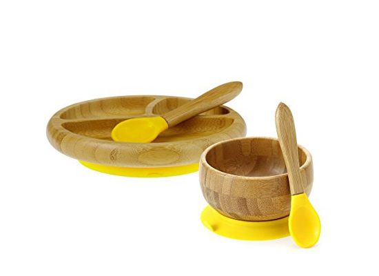 toddler feeding set - bamboo suction cup bowls for kids